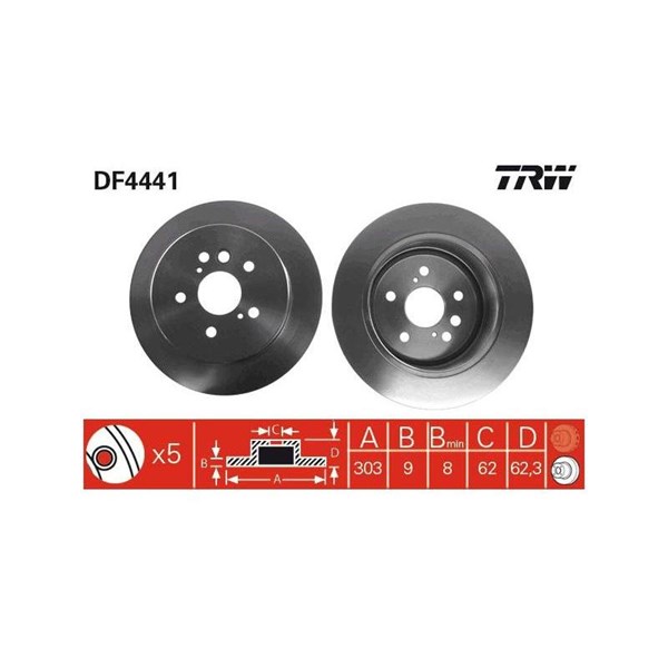 Bromsskiva Solid, Bakaxel Trw DF4441 TRW