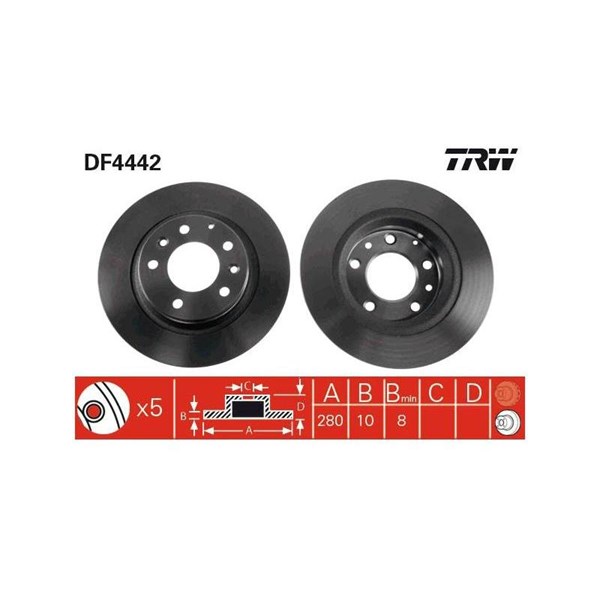 Bromsskiva Solid, Bakaxel Trw DF4442 TRW