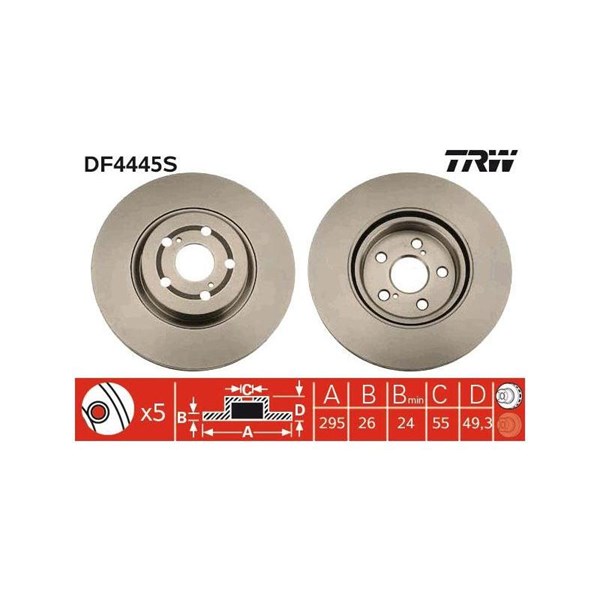 Bromsskiva Ventilerad, Framaxel Trw DF4445S TRW Bromsskiva Ventilerad, Framaxel Trw DF4445S TRW