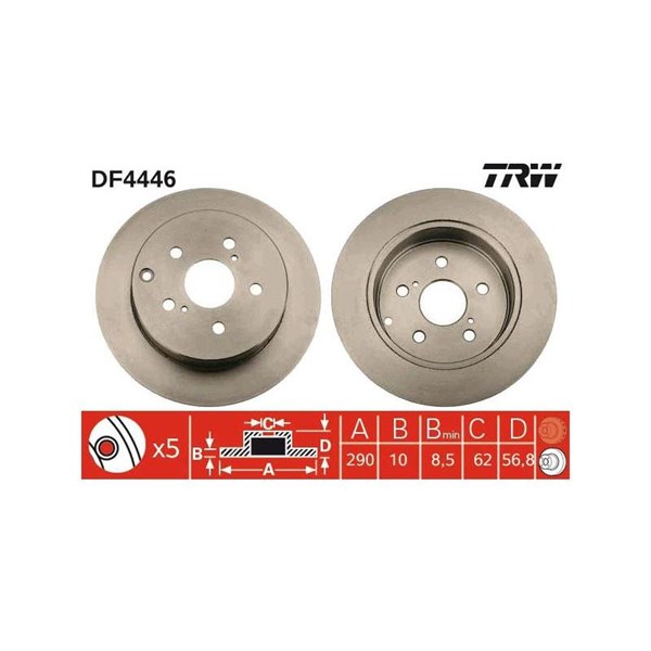 Bromsskiva Solid, Bakaxel Trw DF4446 TRW