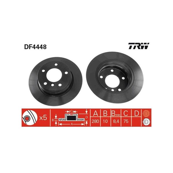 Bromsskiva Solid, Bakaxel Trw DF4448 TRW Bromsskiva Solid, Bakaxel Trw DF4448 TRW