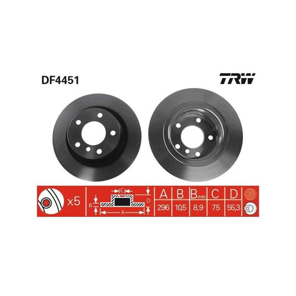 Bromsskiva Solid, Bakaxel Trw DF4451 TRW