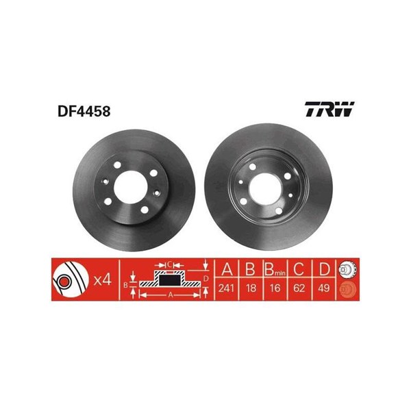 Bromsskiva Ventilerad, Framaxel Trw DF4458 TRW