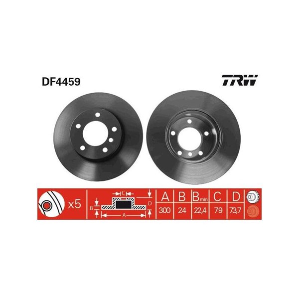 Bromsskiva Ventilerad, Framaxel Trw DF4459 TRW