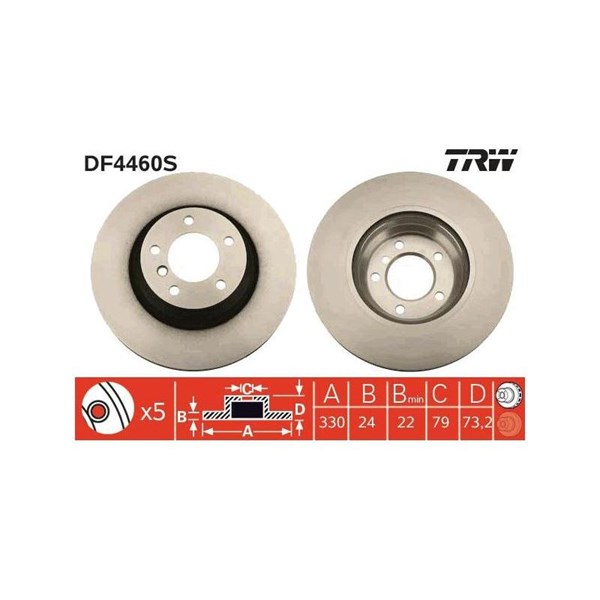 Bromsskiva Ventilerad, Framaxel Trw DF4460S TRW