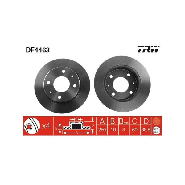 Bromsskiva Solid, Bakaxel Trw DF4463 TRW