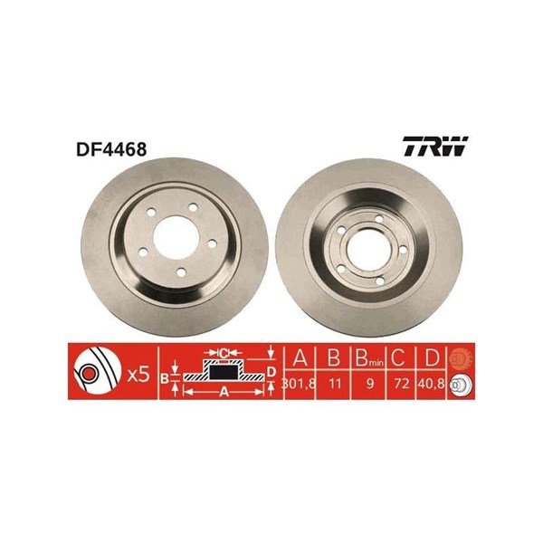 Bromsskiva Solid, Bakaxel Trw DF4468 TRW