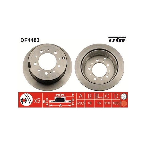 Bromsskiva Ventilerad, Bakaxel Trw DF4483 TRW