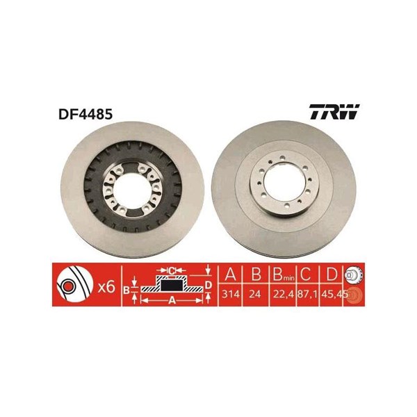 Bromsskiva Ventilerad, Framaxel Trw DF4485 TRW