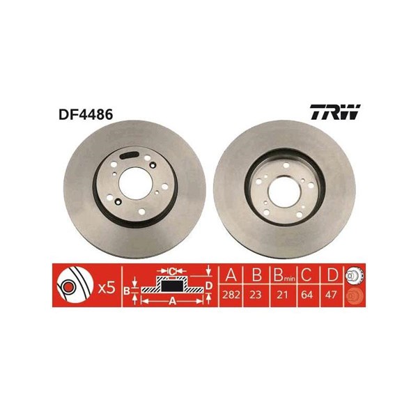Bromsskiva Ventilerad, Framaxel Trw DF4486 TRW