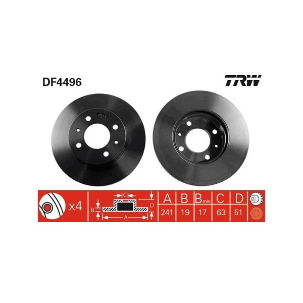 Bromsskiva Ventilerad, Framaxel Trw DF4496 TRW