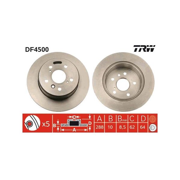 Bromsskiva Solid, Bakaxel Trw DF4500 TRW