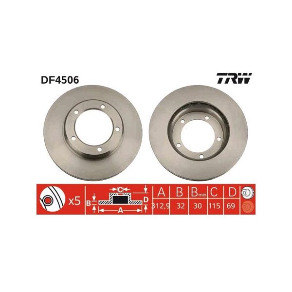 Bromsskiva Ventilerad, Framaxel Trw DF4506 TRW