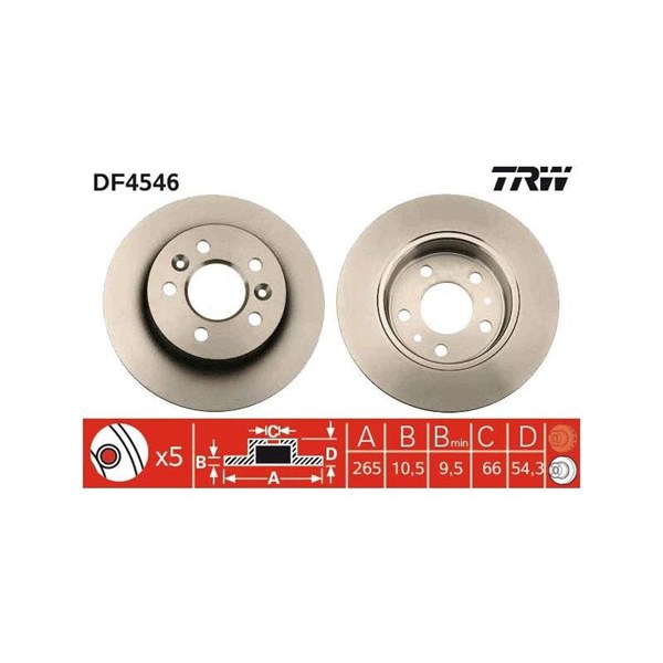 Bromsskiva Solid, Bakaxel Trw DF4546 TRW