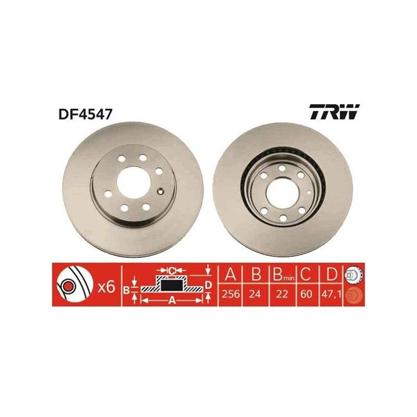 Bromsskiva Ventilerad, Framaxel Trw DF4547 TRW