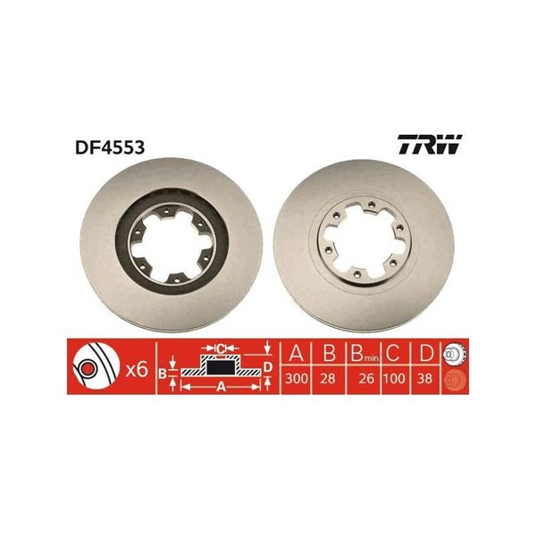 Bromsskiva Ventilerad, Framaxel Trw DF4553 TRW Bromsskiva Ventilerad, Framaxel Trw DF4553 TRW