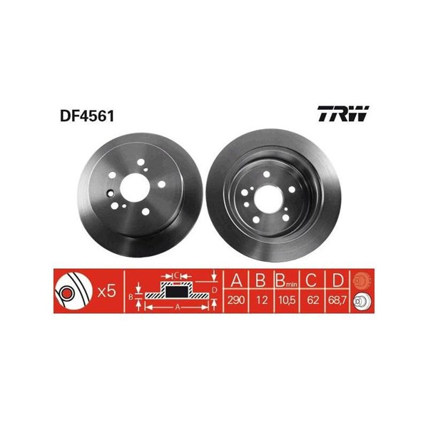 Bromsskiva Solid, Bakaxel Trw DF4561 TRW