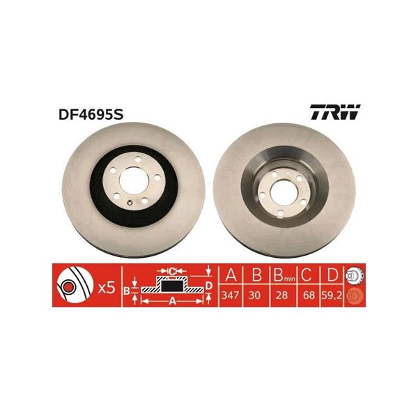 Bromsskiva Ventilerad, Framaxel Trw DF4695S TRW