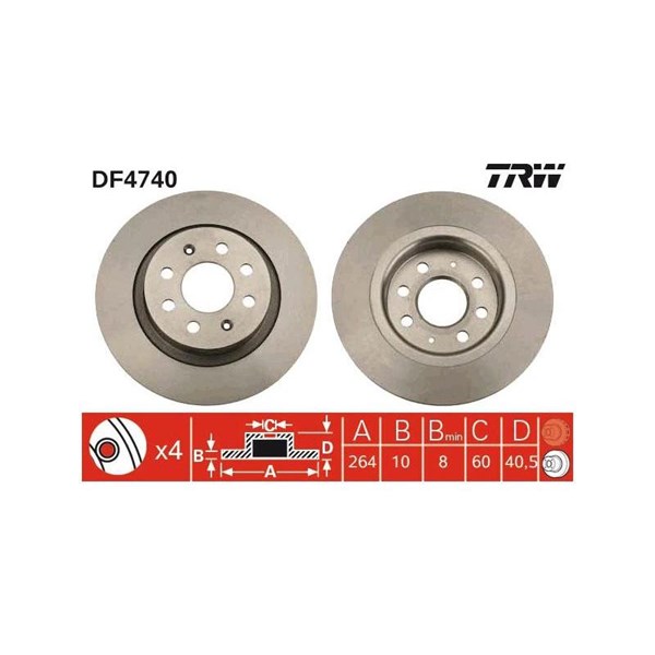 Bromsskiva Solid, Bakaxel Trw DF4740 TRW