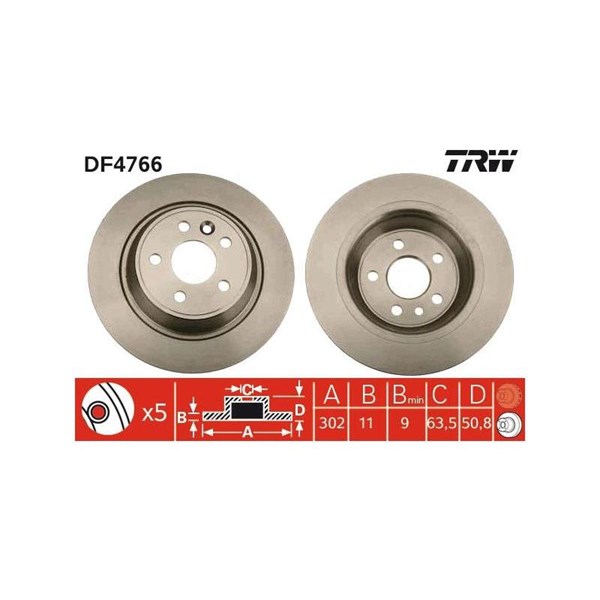 Bromsskiva Solid, Bakaxel Trw DF4766 TRW