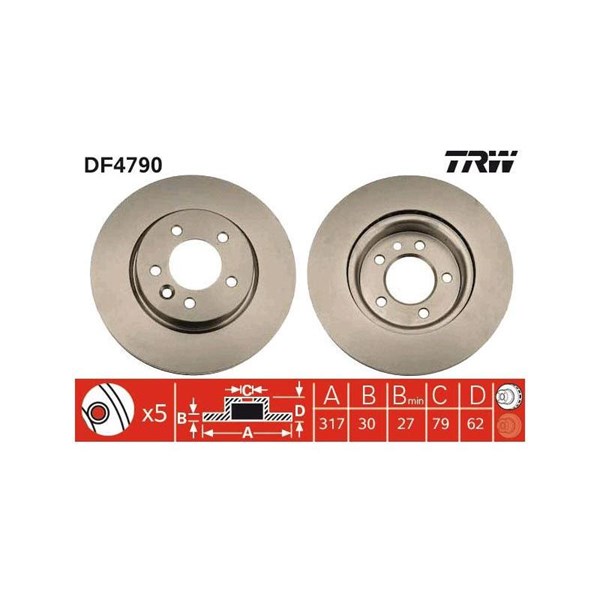 Bromsskiva Ventilerad, Framaxel Trw DF4790 TRW