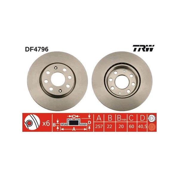 Bromsskiva Ventilerad, Framaxel Trw DF4796 TRW
