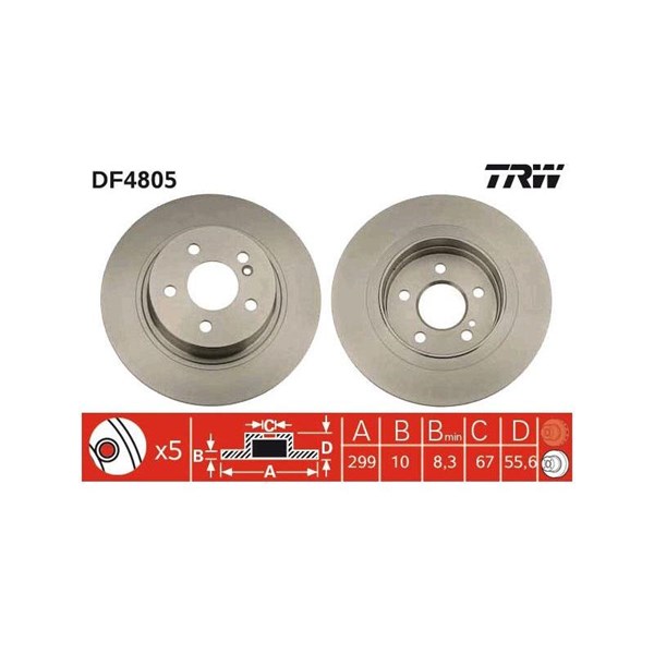 Bromsskiva Solid, Bakaxel Trw DF4805 TRW