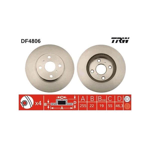 Bromsskiva Ventilerad, Framaxel Trw DF4806 TRW