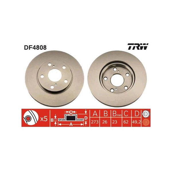Bromsskiva Ventilerad, Framaxel Trw DF4808 TRW