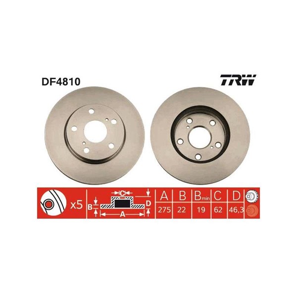 Bromsskiva Ventilerad, Framaxel Trw DF4810 TRW