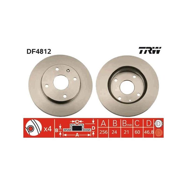 Bromsskiva Ventilerad, Framaxel Trw DF4812 TRW