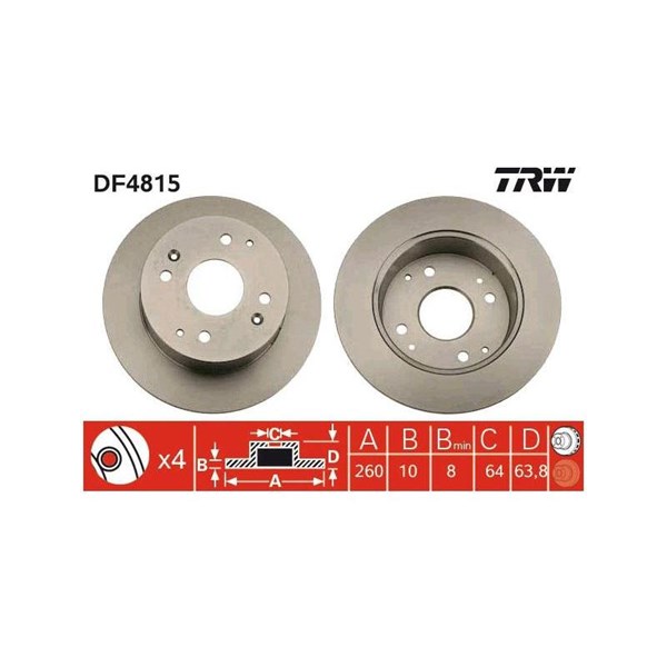 Bromsskiva Solid, Bakaxel Trw DF4815 TRW