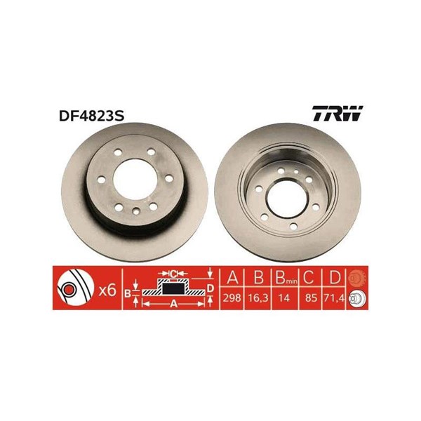 Bromsskiva Solid, Bakaxel Trw DF4823S TRW