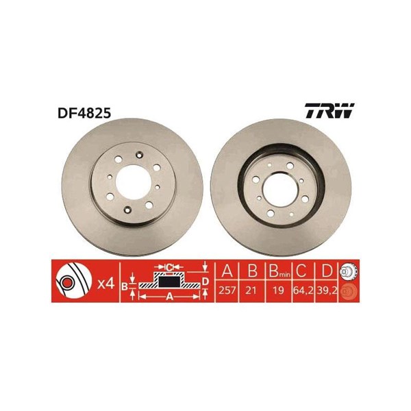 Bromsskiva Ventilerad, Framaxel Trw DF4825 TRW