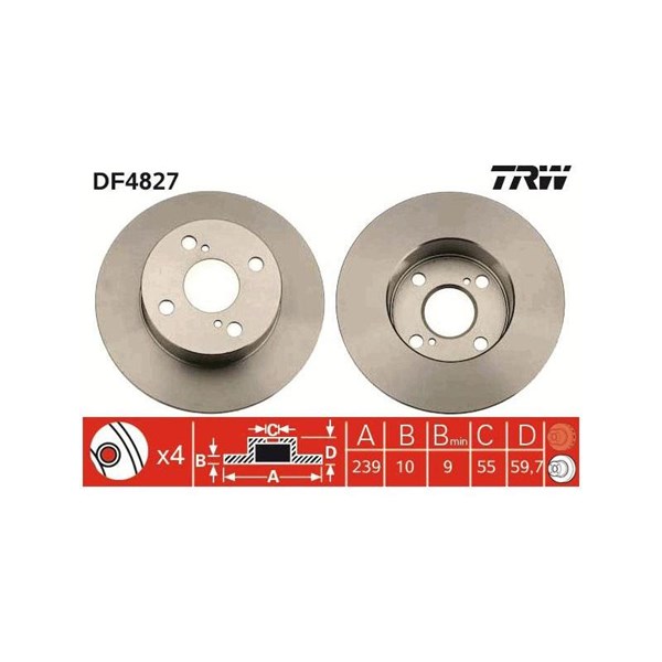 Bromsskiva Solid, Bakaxel Trw DF4827 TRW