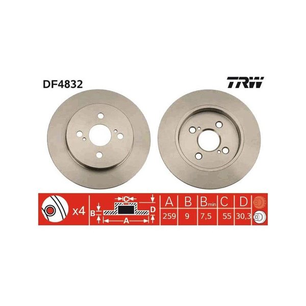 Bromsskiva Solid, Bakaxel Trw DF4832 TRW