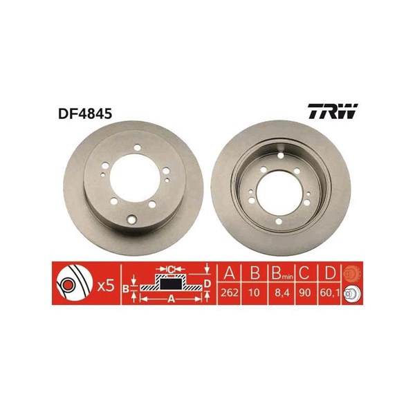 Bromsskiva Solid, Bakaxel Trw DF4845 TRW