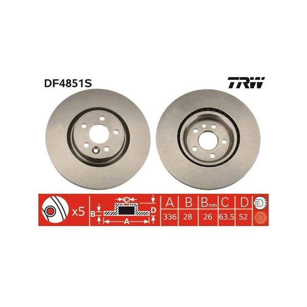 Bromsskiva Ventilerad, Framaxel Trw DF4851S TRW