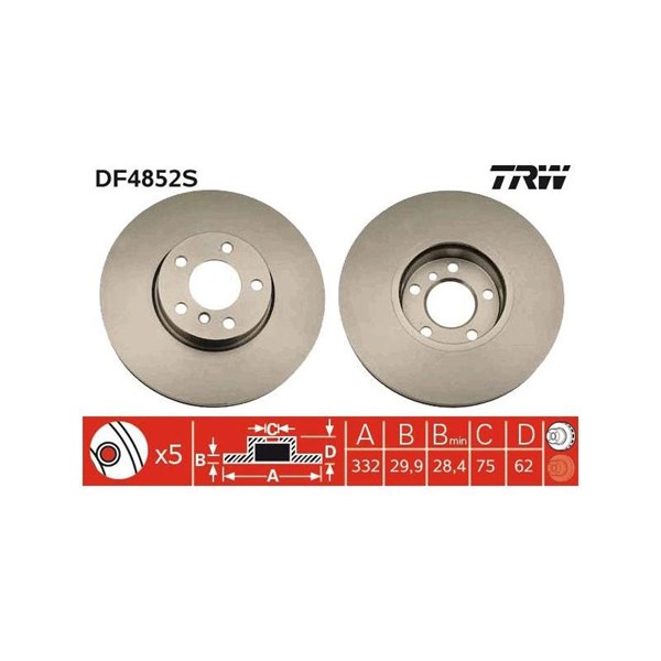 Bromsskiva Ventilerad, Framaxel Trw DF4852S TRW