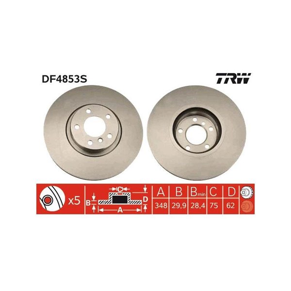 Bromsskiva Ventilerad, Framaxel Trw DF4853S TRW