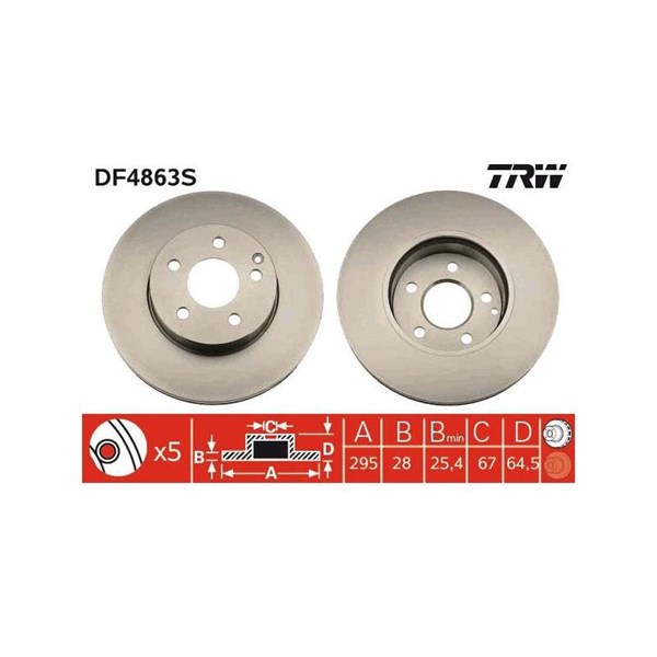 Bromsskiva Ventilerad, Framaxel Trw DF4863S TRW Bromsskiva Ventilerad, Framaxel Trw DF4863S TRW