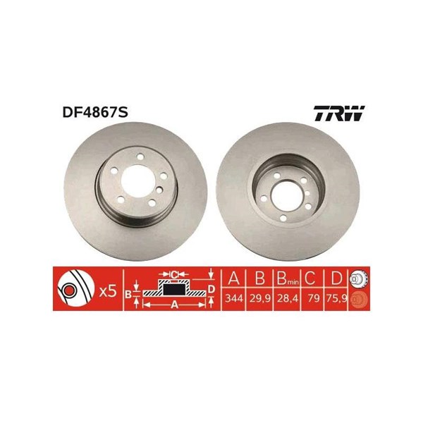 Bromsskiva Ventilerad, Framaxel Trw DF4867S TRW