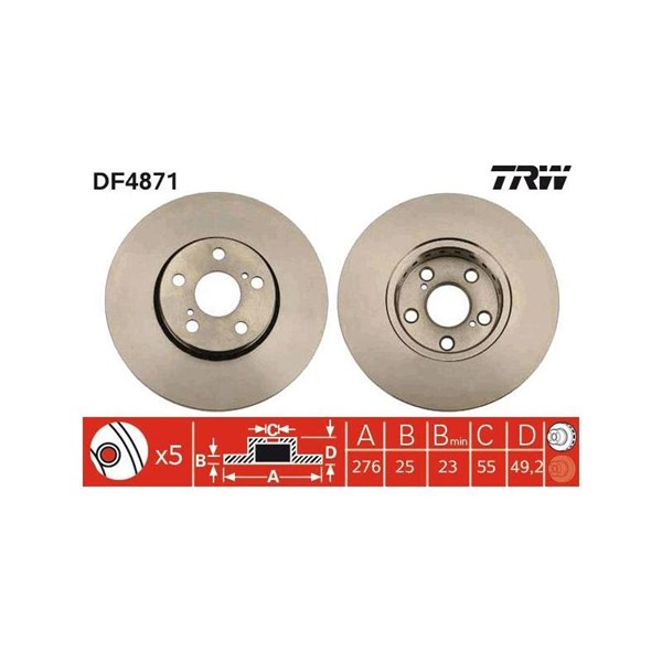 Bromsskiva Ventilerad, Framaxel, Bakaxel Trw DF4871 TRW Bromsskiva Ventilerad, Framaxel, Bakaxel Trw DF4871 TRW
