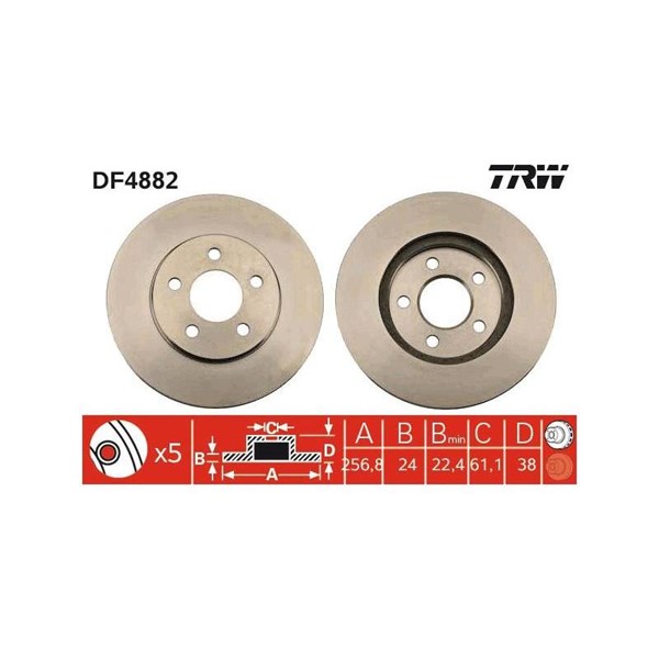 Bromsskiva Ventilerad, Framaxel Trw DF4882 TRW