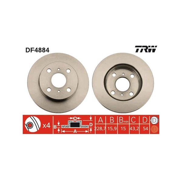 Bromsskiva Ventilerad, Framaxel Trw DF4884 TRW Bromsskiva Ventilerad, Framaxel Trw DF4884 TRW