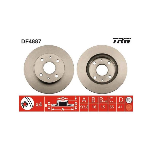 Bromsskiva Ventilerad, Framaxel Trw DF4887 TRW