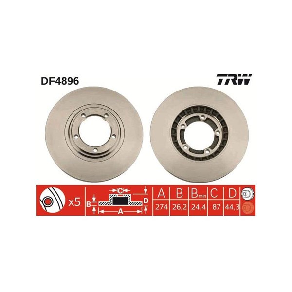 Bromsskiva Ventilerad, Framaxel Trw DF4896 TRW