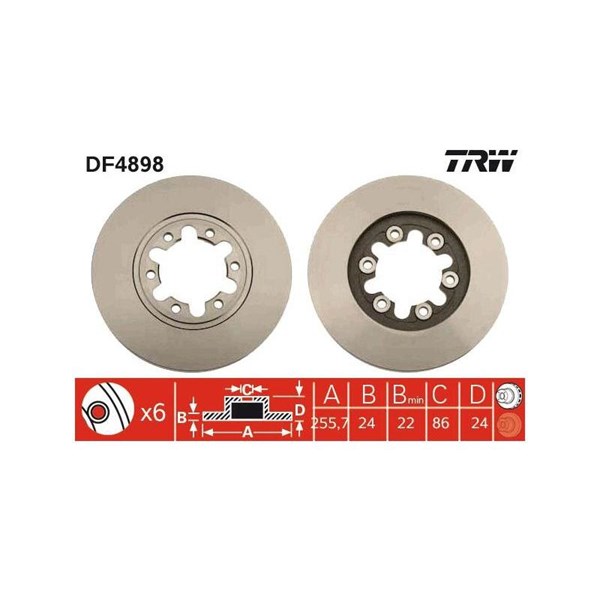 Bromsskiva Ventilerad, Framaxel Trw DF4898 TRW