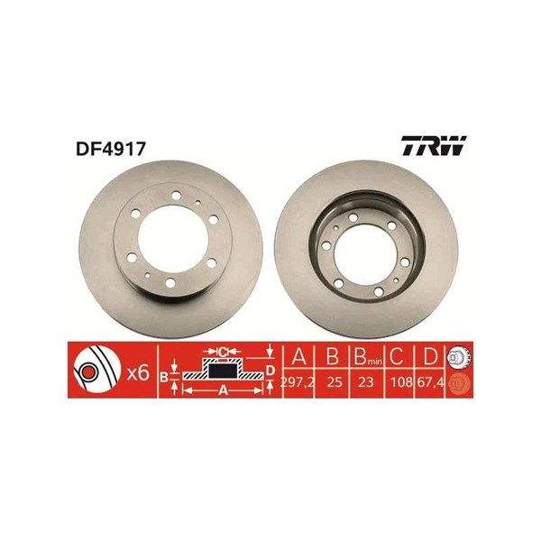 Bromsskiva Ventilerad, Framaxel Trw DF4917 TRW