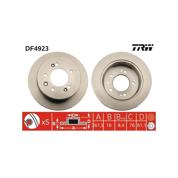 Bromsskiva Solid, Bakaxel Trw DF4923 TRW